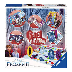 Ravensburger Disney Frozen 2 6-in-1 Games box featuring Elsa Anna and Olaf on the packaging