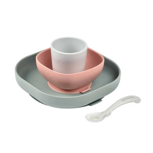 Beaba 4 Piece Silicone Suction Meal Set - Eucalyptus Beaba 4 Piece Silicone Suction Meal Set - Eucalyptus