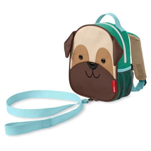 Skip Hop Zoo Pug Toddler Mini Backpack side view with tether