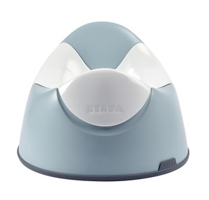 BEABA green blue and white training potty with ergonomic design and handles shown on white background