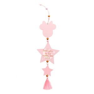 Disney Minnie Mouse Love You to the Moon and Back hanging ornament with gold beads and tassel