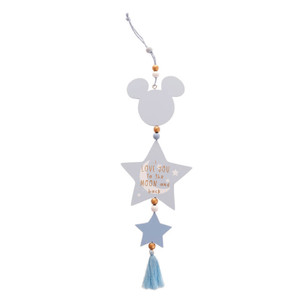 Disney Mickey Mouse Love You to the Moon and Back hanging ornament gold beads grosgrain ribbon