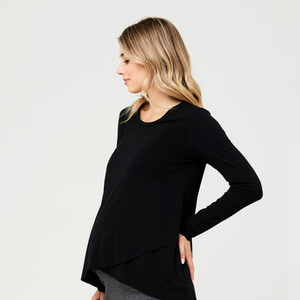 Shop Ripe Maternity Raw Edge Nursing Top - Black at Peekaboo Baby