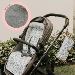 OiOi Reversible Pram Liner - Blue Paisley/Fleece