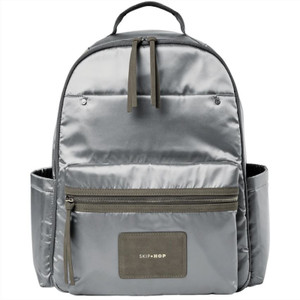 Skip Hop Skyler Nappy Backpack Shiny Grey - front view
