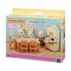 Sylvanian Families Dining Room Set with dining table, chairs and tableware