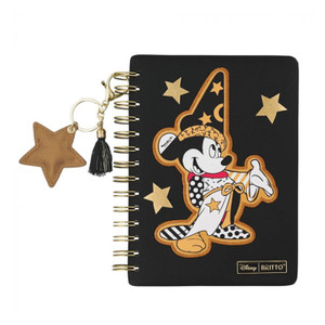 Disney by Britto Midas Sorcerer Mickey Faux Leather Notebook front cover showing Sorcerer Mickey in Midas gold black design
