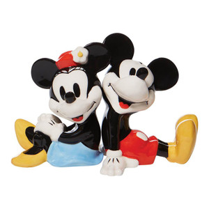 Disney Mickey Minnie Mouse Salt Pepper Set side by side showing hand-painted design