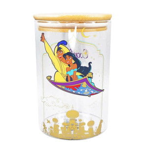 Disney Aladdin Explore New Worlds Glass Storage Jar 950ml front view with character artwork