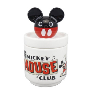 Disney Mickey Mouse Club ceramic container with character-shaped lid in black, red and white colours