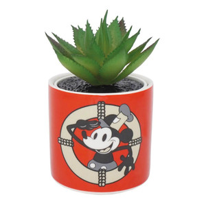 Disney Mickey Mouse ceramic planter side showing character artwork