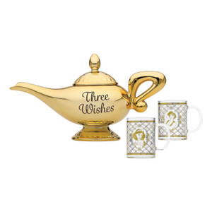 Disney Aladdin magic lamp shaped teapot and glasses set front view
