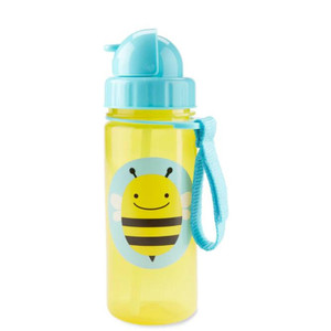 Skip Hop Zoo Bee Straw Water Bottle front view with bee character