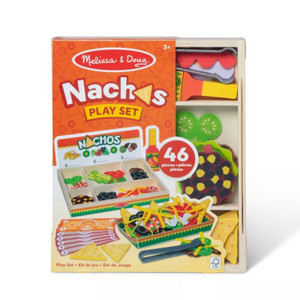 Wooden Nachos Pretend Play Set box showing product features and age recommendation