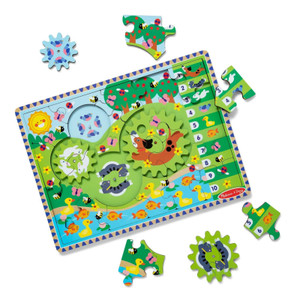 Melissa & Doug Wooden Animal Chase Gear Puzzle
