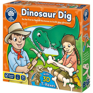 Orchard Toys Dinosaur Dig Matching Game box with fossil excavation and dinosaur theme