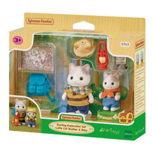 Sylvanian Families Latte Cat Brother and Baby exploration set figures
