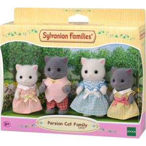 Sylvanian Families Persian Cat Family flocked figures group portrait