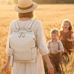 Trellis Dahlia Convertible Nappy Bag Backpack - Beige | Peekaboo Baby
