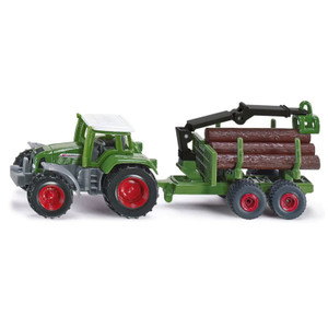 Siku Fendt Tractor with Forestry Trailer Diecast Replica Siku Fendt Tractor with Forestry Trailer Diecast Replica