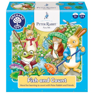 Orchard Toys Peter Rabbit Fish and Count Game box with garden pond and fishing theme