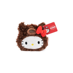 Hello Kitty x GUND Philbin Bear plush pouch in brown bear costume with red bow