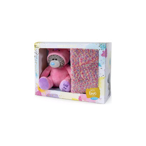 Me To You Tatty Teddy in pink unicorn outfit with multicoloured fluffy socks in pastel gift box