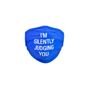 Say What? 'Silently Judging You' Reusable Adult Face Mask - Blue