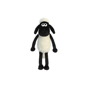 Shaun the Sheep large 30cm standing plush toy with white wool, black face, and signature tuft of hair