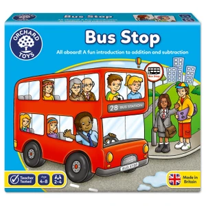 Orchard Toys Bus Stop Game in play showing passengers being added to the bus