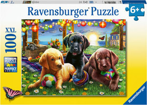 Ravensburger Puppy Picnic Puzzle 100 Pieces - box front with animal scene