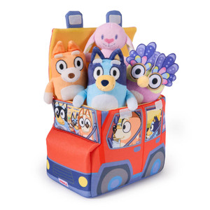 Bluey Sensory Soft Plush Playset - Bluey plush character close-up showing soft texture and embroidered face | Peekaboobaby