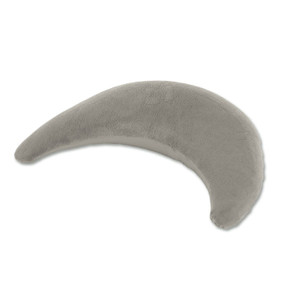 Theraline Plushy Moon Cuddle and Nursing Pillow Taupe - crescent moon shape with soft plush fabric on white background