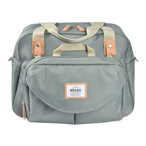 Beaba Geneva II changing bag in water green with cream handles and cognac accents