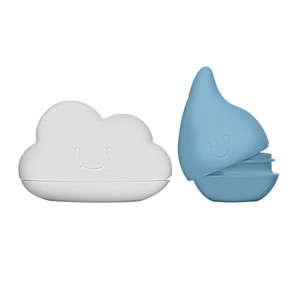 Ubbi Cloud and Droplet bath toys in cloudy blue, cloud and droplet shapes