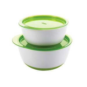 OXO Tot Small and Large Bowl Containers with lid set, both sizes shown