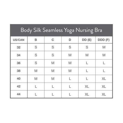 Nursing Bra Size Chart