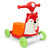 Skip Hop Zoo red fox ride-on toy scooter with orange seat, green wheels and handlebar grips on white background