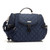 Storksak Poppy navy quilted nappy bag with top handle, adjustable shoulder strap and silver hardware on white background