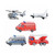 SIKU 5-piece variety gift set vehicles including police helicopter, NASA space shuttle, ambulance, police van and fire engine ladder truck