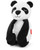 Skip Hop black and white plush panda soother toy with red brand tag on white background