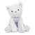 Gund Cozys white plush cat toy with fluffy textured fur, pink nose and grey accents, sitting position on white background