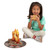 Campfire S'mores set showing wooden campfire assembled with orange flame pieces