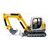 Siku yellow and grey Wacker Neuson ET65 excavator toy with articulated arm and tracked base on white background