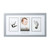 Pearhead Babyprints grey photo frame displaying baby handprint, footprint and portrait with white matting on white background