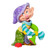 Disney by Britto Dopey Mini Figurine front view, oversized purple hat, wide grin, Romero Britto pop art