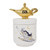 Disney Aladdin white ceramic collector box with gold lamp lid featuring Aladdin and Jasmine on magic carpet design
