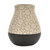 Disney beige ceramic vase with Mickey Mouse silhouette pattern and dark brown dipped base on white background