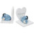 Disney Eeyore bookends featuring blue donkey figurines resting on white bases with heart-shaped backdrop and stars