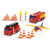 SIKU Fire Brigade Gift Set showing red fire engine with ladder, red rescue truck, blue yellow helicopter and accessories